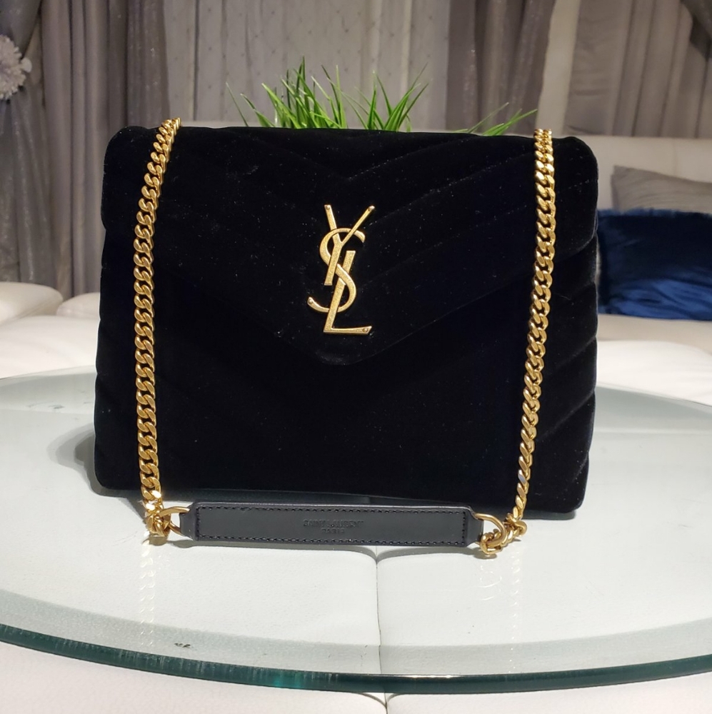 SAINT LAURENT
Velvet  Quilted Monogram Small Loul